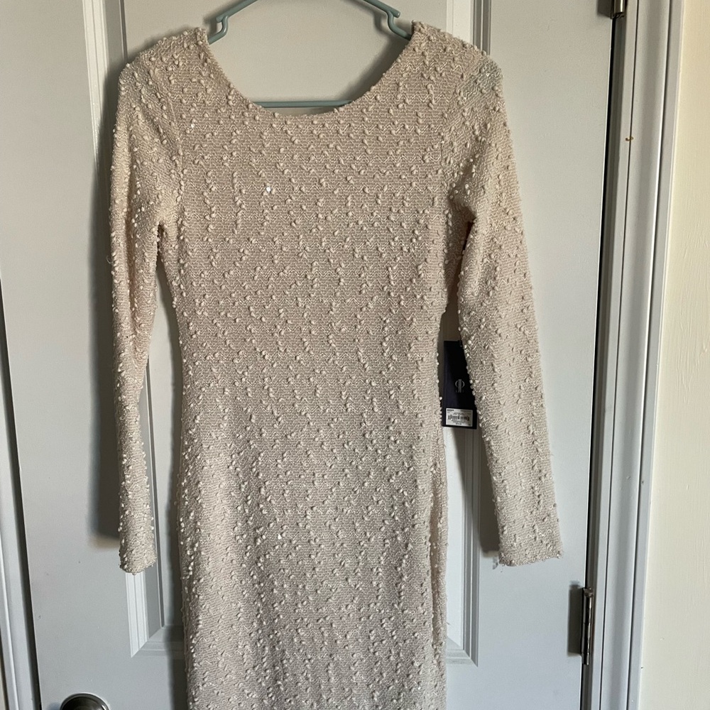 Kohl's Jennifer Lopez Cream Long Sleeve Sequin Dress